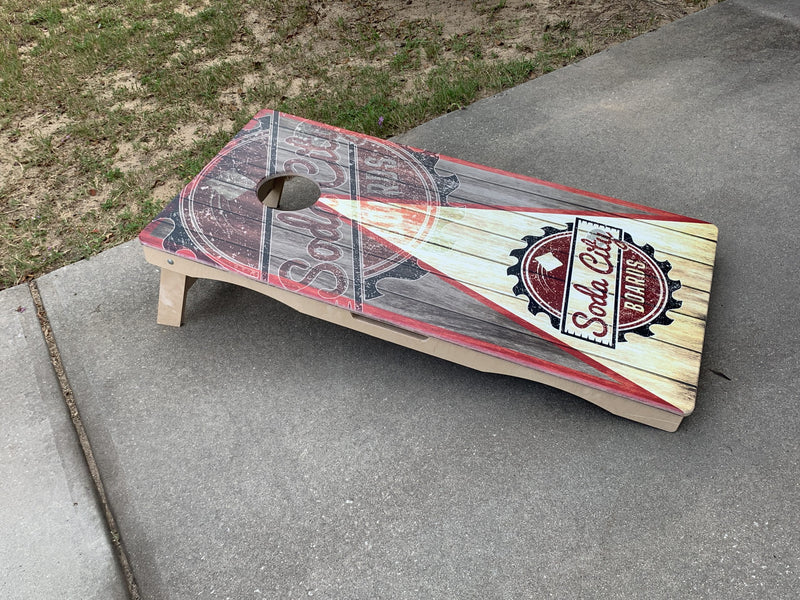 Soda City Boards Cornhole Boards - Rustic Wood Design