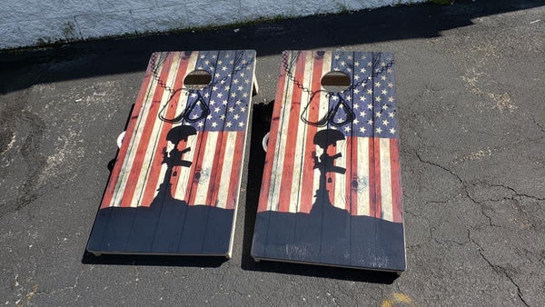 American Flag With Tags, Gun, & Boots