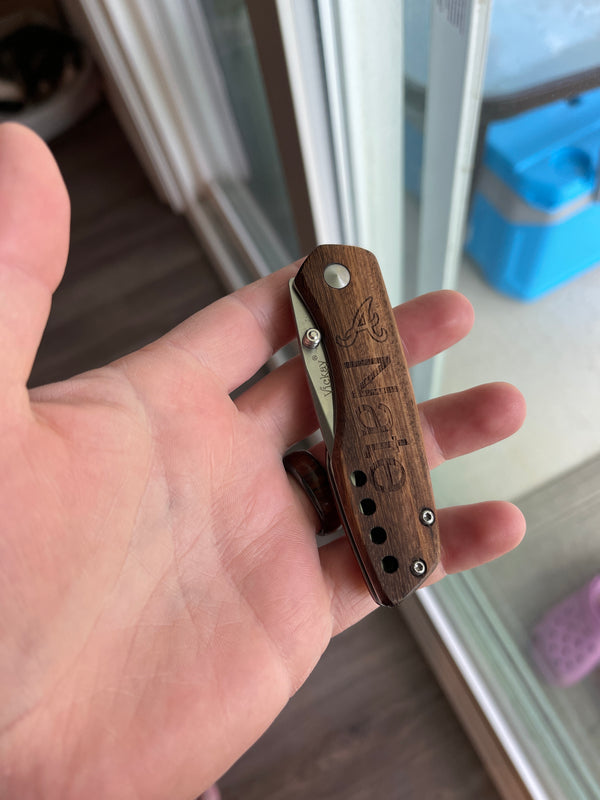 Zebrawood Pocket Knife - Laser Engraved