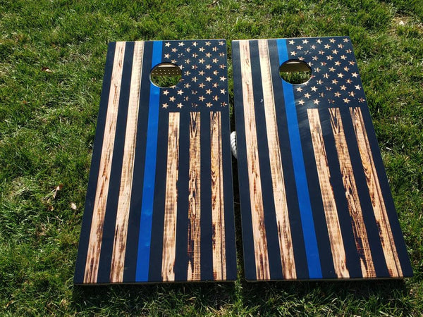 Thin Blue Line Design - Direct Printed Cornhole Set