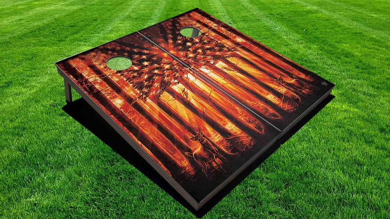 Forest Flag Deer - Direct Printed Cornhole Set