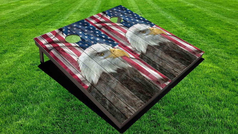 Faded Eagle Flag - Direct Printed Cornhole Set