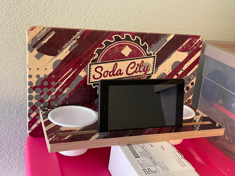 Soda city boards Wall mount tablet/drink holder