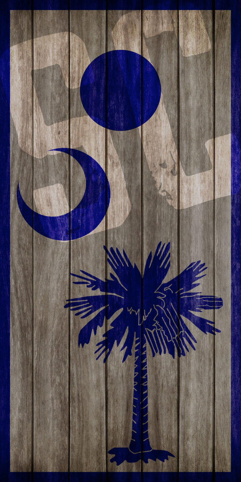 Rustic SC Palmetto Tree - Blue - Direct Printed Cornhole Set