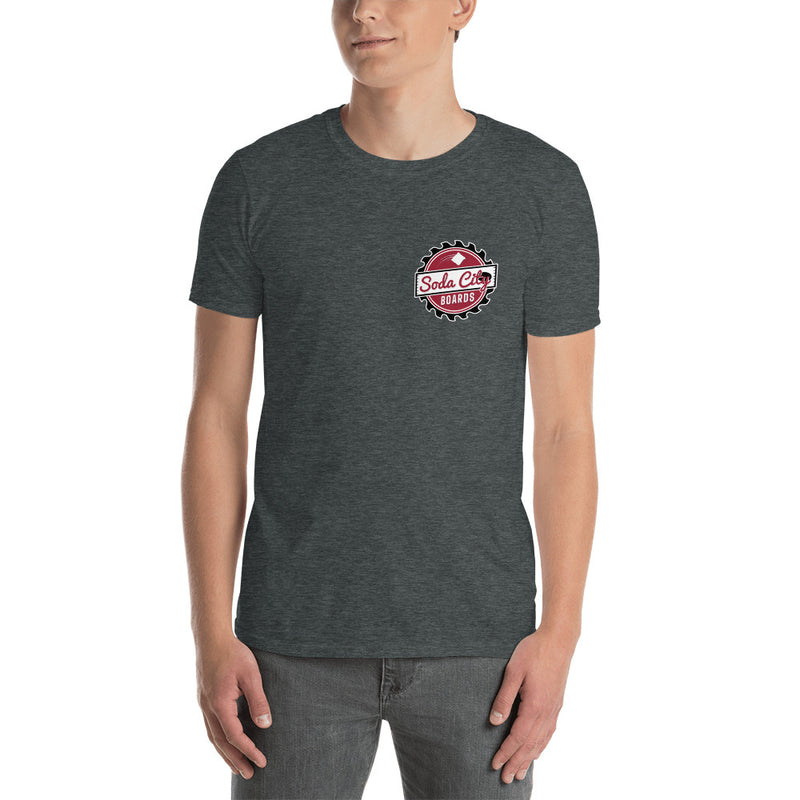 Soda City Boards - Front Chest & Big Bag Logo - Short-Sleeve Unisex T-Shirt