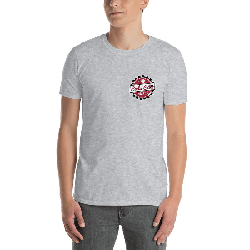 Soda City Boards - Front Chest & Big Bag Logo - Short-Sleeve Unisex T-Shirt